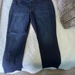 Brand - Lee, Size 18, Color- Dark Blue with Tan Stitching